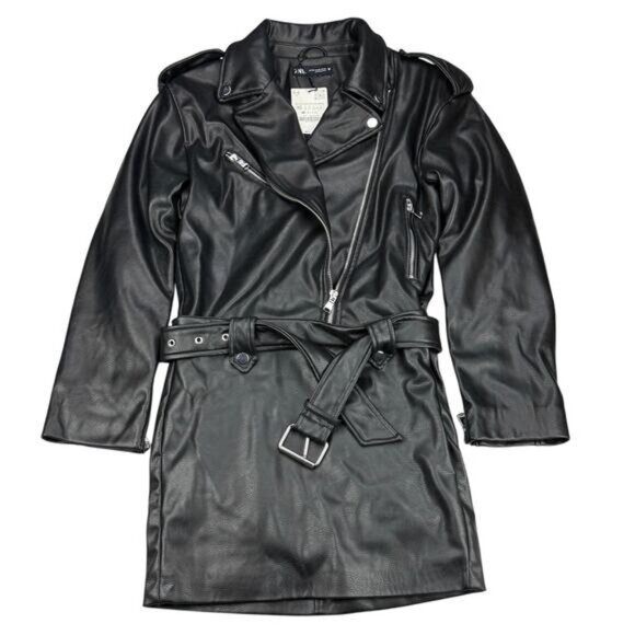 Zara Black Faux Leather Dress XS - Picture 7 of 13